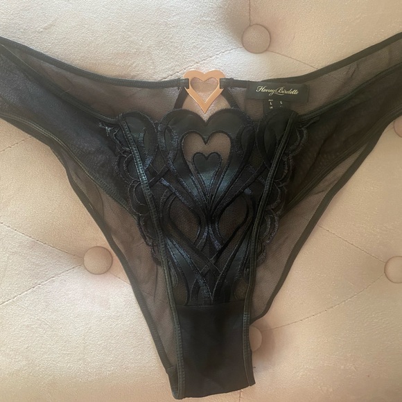 🖤 Honey Birdette 🖤 Rare Black Heart Brief 🖤 NEW! ✨ Never worn! LARGE - Picture 8 of 12
